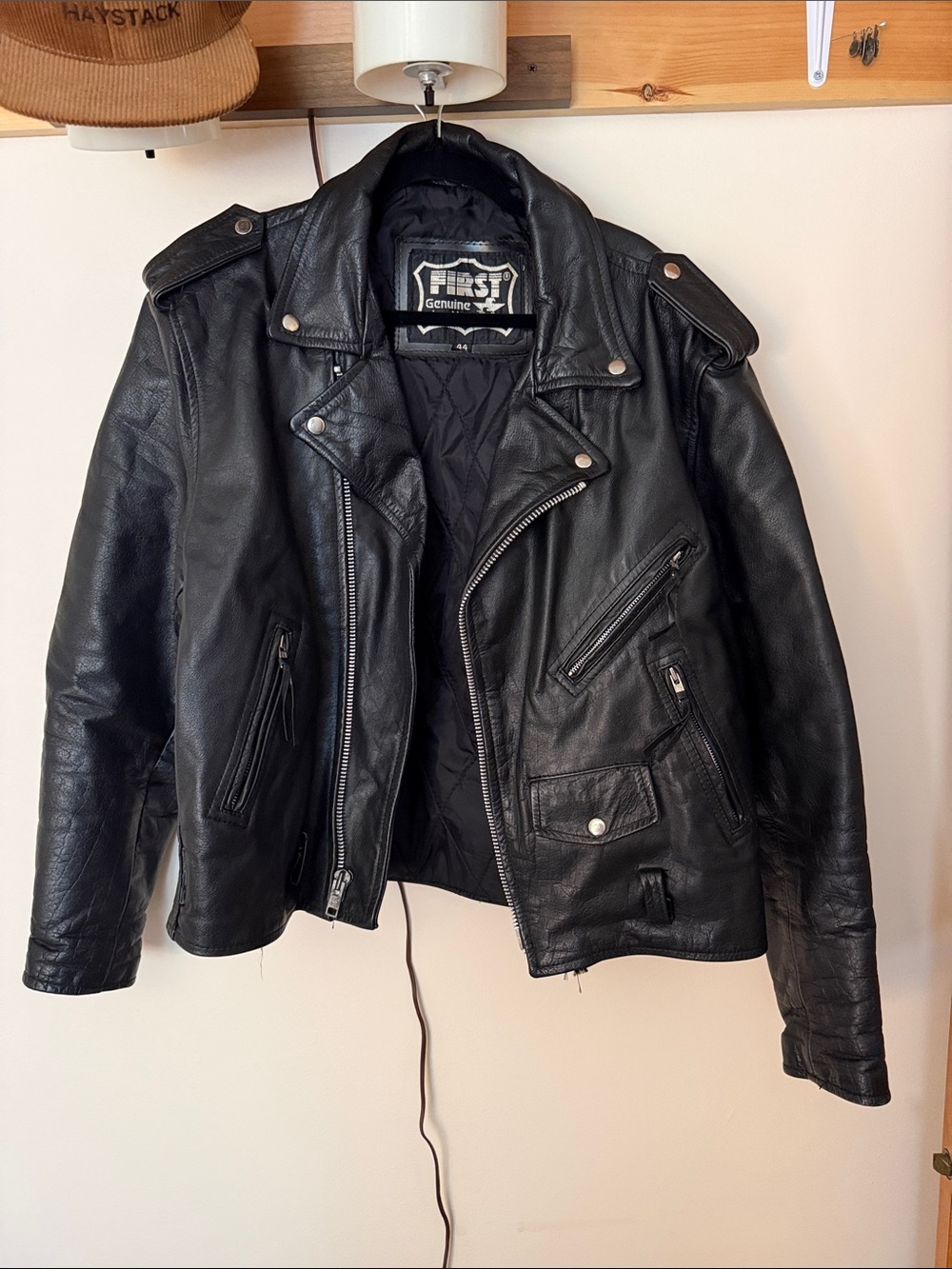 Black Leather Biker Jacket - Men